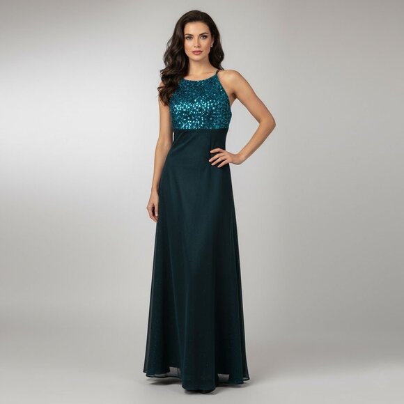 Vintage 1990s Blondie Nites Prom Dress Sequin Iridescent Whimsygoth Blue Jrs 5 - Picture 1 of 12